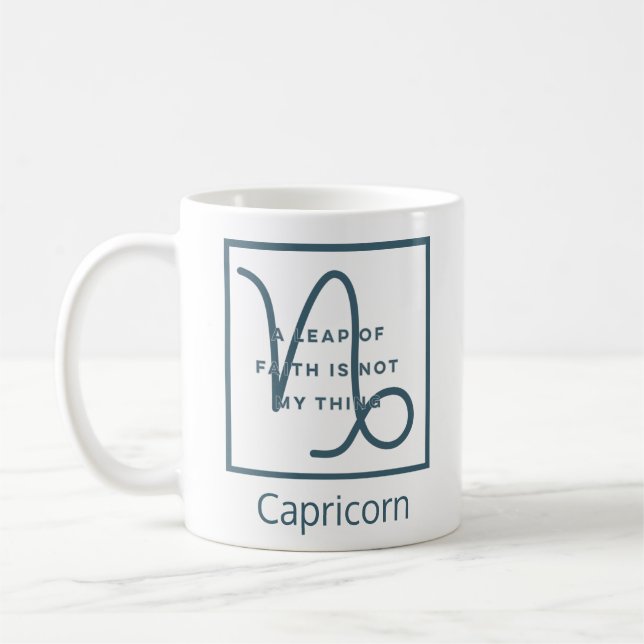 Capricorn Zodiac-tecken Roligt Elegant Blått text Kaffemugg (Vänster)
