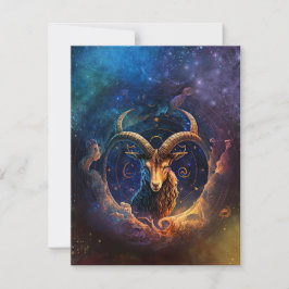 Capricorn Zodiac-tecken Vattenfärgsdesign Anteckningskort