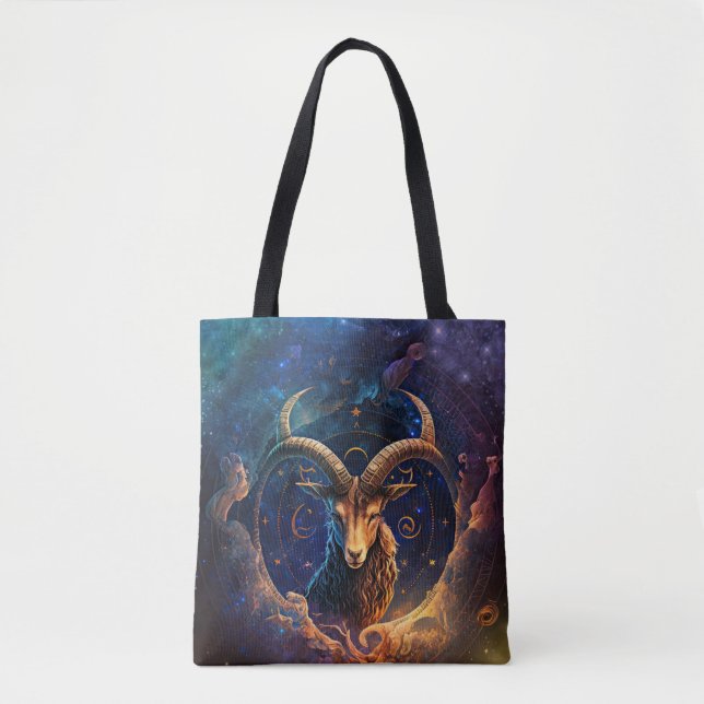 Capricorn Zodiac-tecken Vattenfärgsdesign Tygkasse (Framsida)