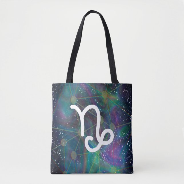 Capricorn Zodiac Tote Bag Tygkasse (Framsida)