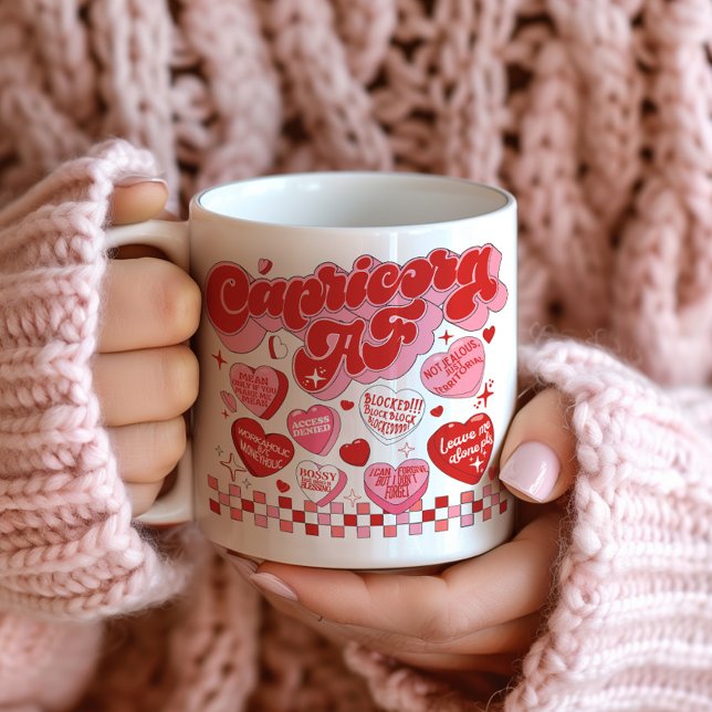 Capricorn Zodiac Traits Retro Valentine Mugg (Skapare uppladdad)