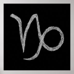 Capricorn. Zodiacastrologi undertecknar. Black. Poster