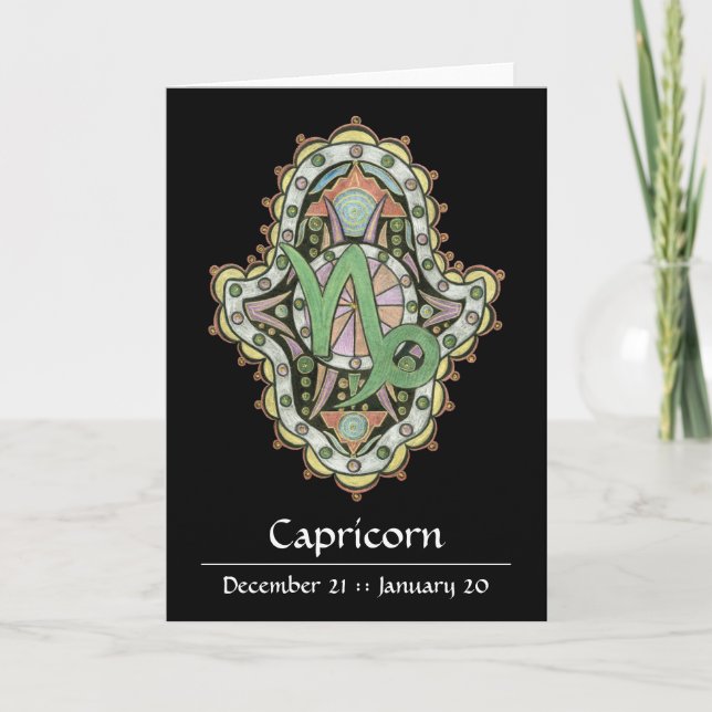 Capricornen Khamsa noterar kortet Kort (Framsida)