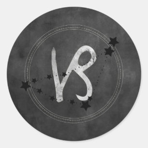 Capricorns zodiac-konstellation, svart silver runt klistermärke
