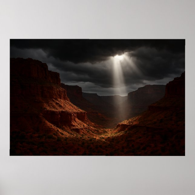 Caprock Canyons Affisch - Dramatisk solstråletryck (Framsidan)