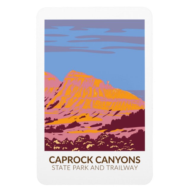 Caprock Canyons State Park och Trailway Texas Magnet (Vertikal)