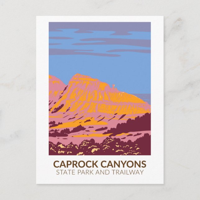 Caprock Canyons State Park och Trailway Texas Vykort (Framsida)