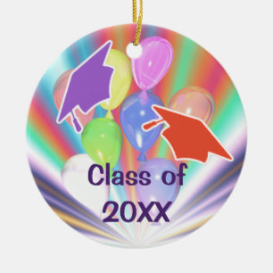 Caps och ballonger i studenten Firande Julgransprydnad Keramik
