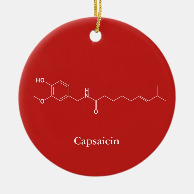 Capsaicin Molecule Chemistry Cute Chili Älskare Julgransprydnad Keramik (Framsidan)
