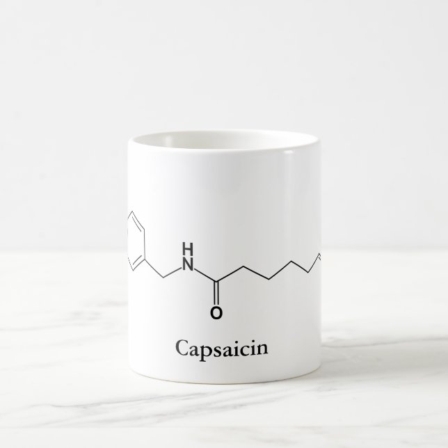 Capsaicin Molekyl Kemi Älskare av Stark Mat Kaffemugg (Center)