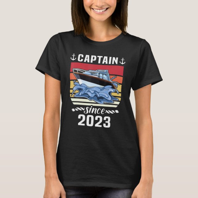 Captain 2023 Boat Driving Licence  Motorboat  Sail T Shirt (Framsida)