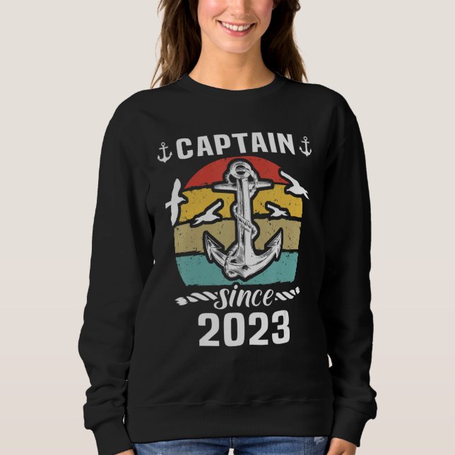 Captain 2023 Boat Driving Licence Motorboat Sailin T Shirt (Framsida)