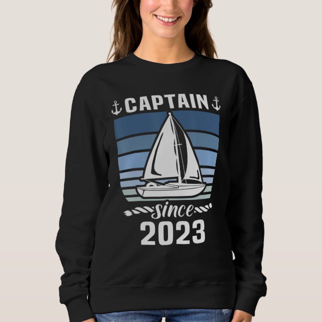 Captain 2023 Boat Driving Licence Motorboat Sailin T Shirt (Framsida)