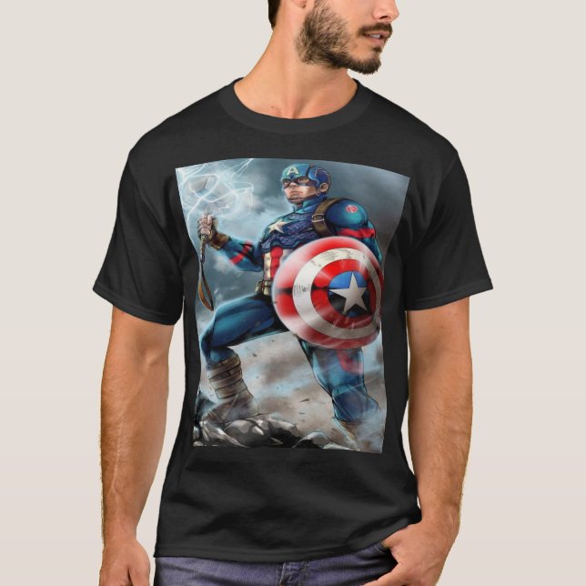 Captain America – Lightning Shield of Freedom T Shirt (Framsida)