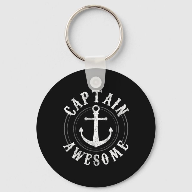 Captain Awesome - Boating Sailing Anchor Nautical  Nyckelring (Framsida)