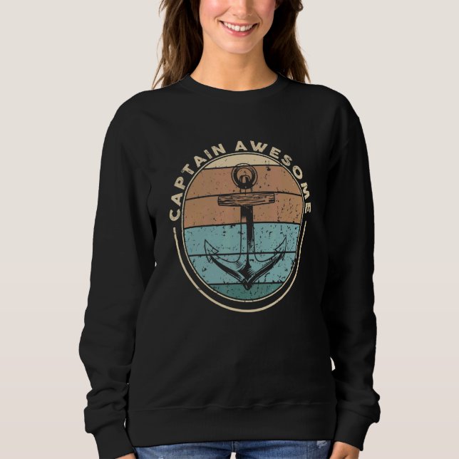 Captain Awesome Boating Sailor Boat Nautical Yacht T Shirt (Framsida)