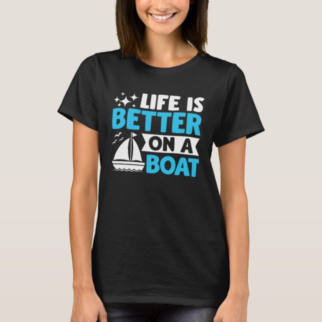 Captain Boater Boating Pontoon  on a Boat T Shirt (Framsida)