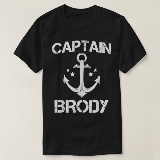 CAPTAIN BRODY Funny Birthday Personlig Namn Boa T Shirt (Design framsida)