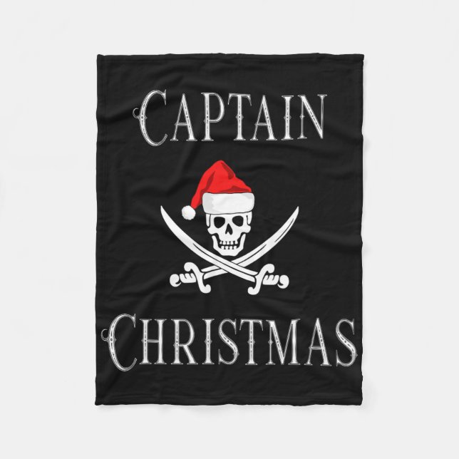 Captain Christmas Holiday Pirate Skull Santa Hat B Fleecefilt (Framsidan)
