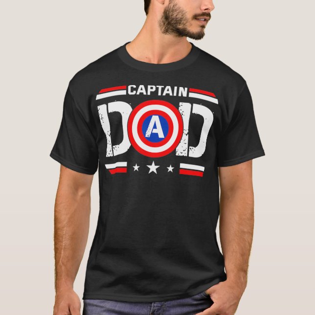 Captain Dad Superhero Funny Men Fathers Day Dad T Shirt (Framsida)