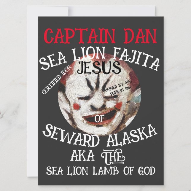 CAPTAIN DAN SEA LEJON FAJITA JESUS SEWARD ALASKA A KORT (Framsida)
