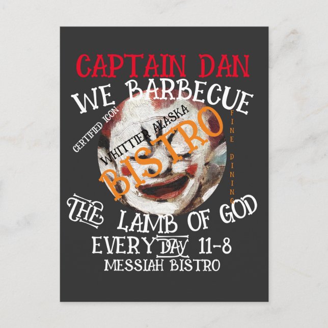 CAPTAIN DAN VI HINDRAR VARDAGENS GOD LAMB. HELG VYKORT (Framsida)