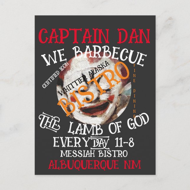 CAPTAIN DAN VI HINDRAR VARDAGENS GOD LAMB. HELG VYKORT (Framsida)