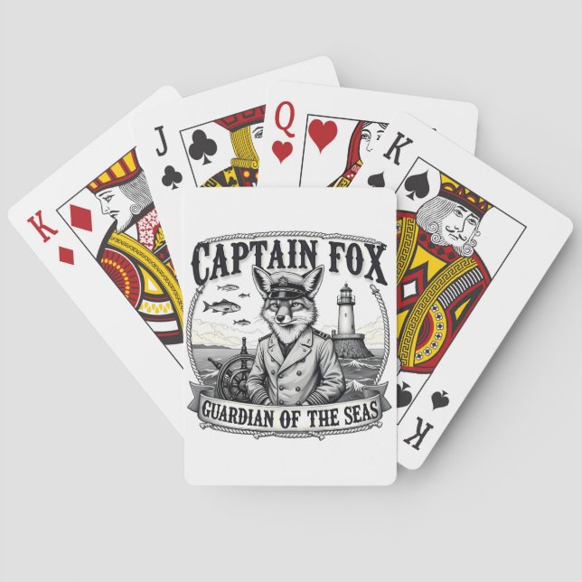 Captain Fox Guardian of Seas Nautical Design Casinokort (Baksidan)