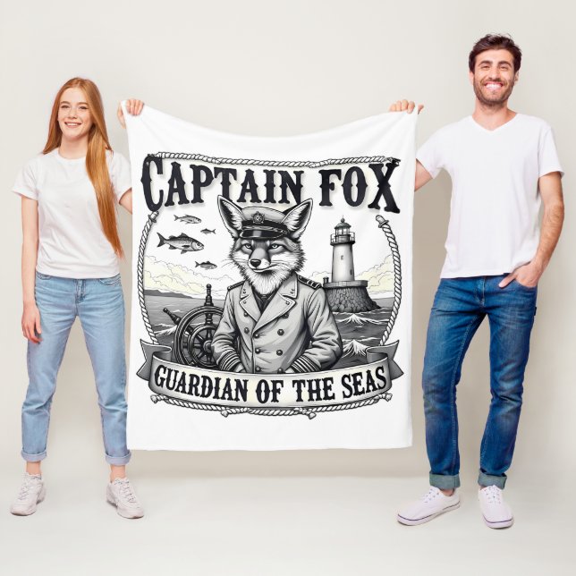 Captain Fox Guardian of Seas Nautical Design Fleecefilt (På plats)