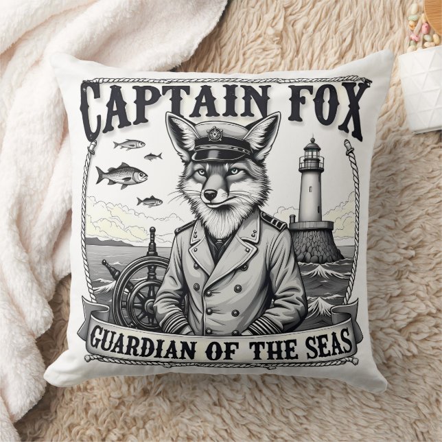 Captain Fox Guardian of Seas Nautical Design Kudde (Filt)