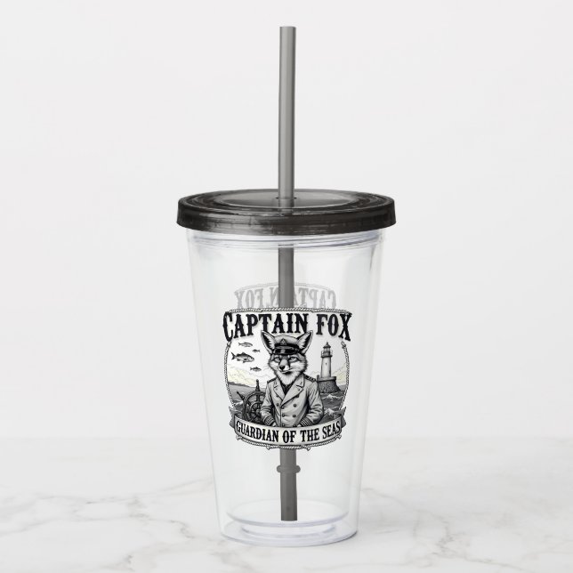 Captain Fox Guardian of Seas Nautical Design Take Away Mugg (Framsida)