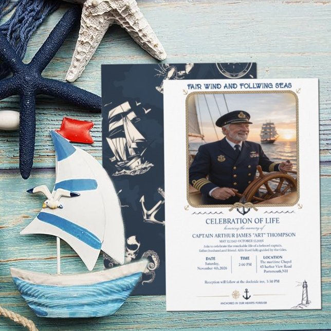 Captain Funeral Invitation Template Inbjudningar (Skapare uppladdad)