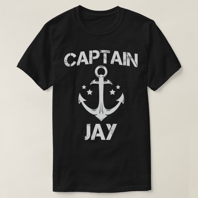 CAPTAIN JAY Funny Birthday Personlig Namn Boat T Shirt (Design framsida)