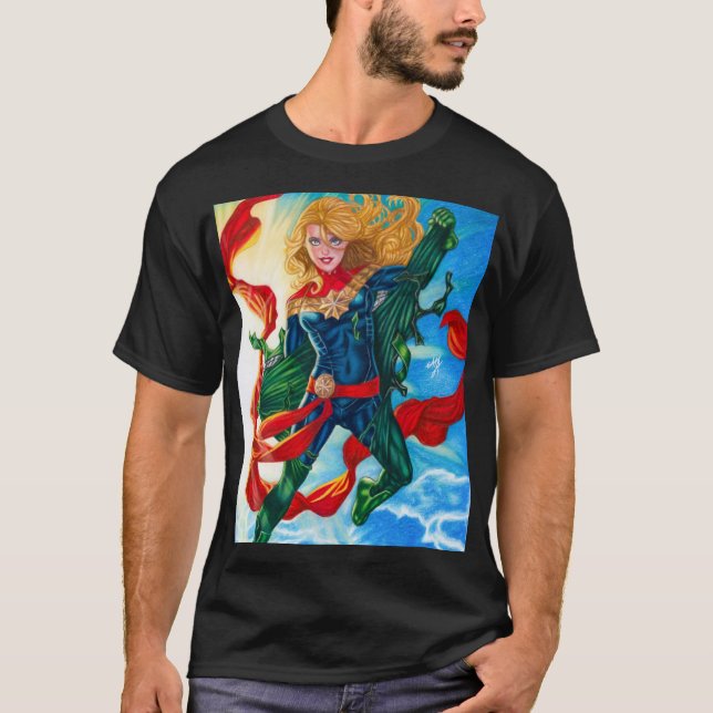 Captain Marvel ~ Carol Danvers T Shirt (Framsida)