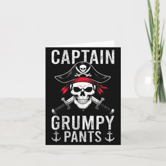 Captain Mpy Pants Rate Humor Skull Graphic  Kort (Framsida)