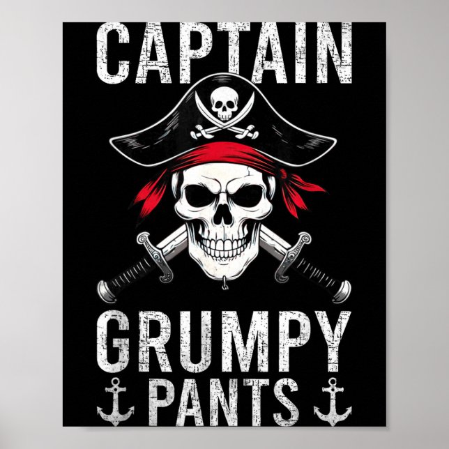 Captain Mpy Pants Rate Humor Skull Graphic  Poster (Framsidan)