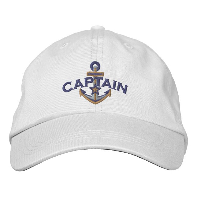 Captain Nautical Star Anchor Embroidery Broderad Keps (Framsida)