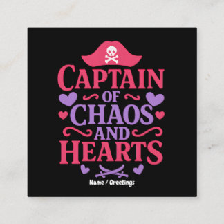 Captain of Chaos and Hearts Pirate Graphic Fyrkantigt Visitkort