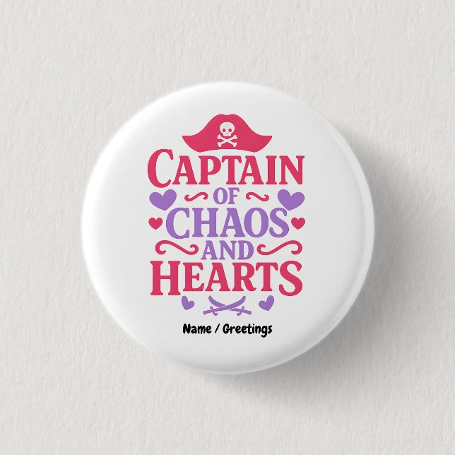 Captain of Chaos and Hearts Pirate Graphic Knapp (Framsida)