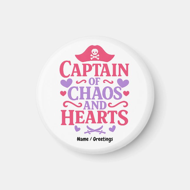 Captain of Chaos and Hearts Pirate Graphic Magnet (Framsidan)