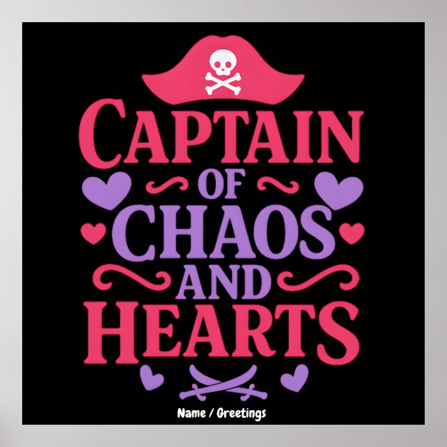 Captain of Chaos and Hearts Pirate Graphic Poster (Framsidan)