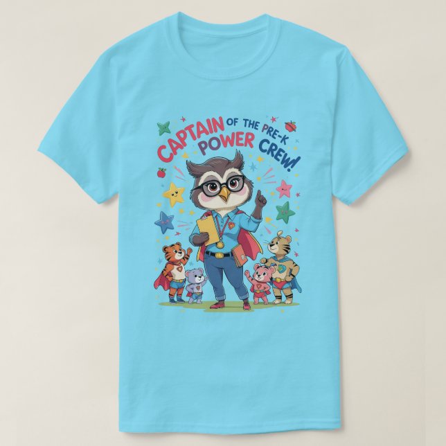 Captain of the Pre-K Power Crew T Shirt (Design framsida)
