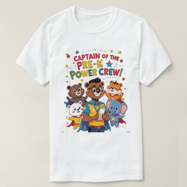 Captain of the Pre-K Power Crew T Shirt (Design framsida)