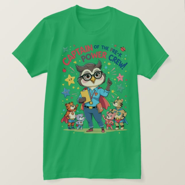Captain of the Pre-K Power Crew T Shirt (Design framsida)