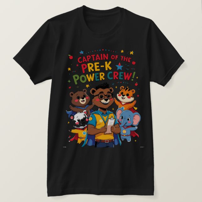 Captain of the Pre-K Power Crew T Shirt (Design framsida)