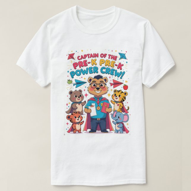 Captain of the Pre-K Power Crew T Shirt (Design framsida)