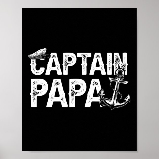 Captain Papa Pontoon Lake Sailor Fishing Boating F Poster (Framsidan)