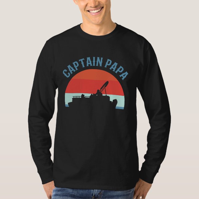 Captain Papa Pontooning Pontoon Boat Captain T Shirt (Framsida)