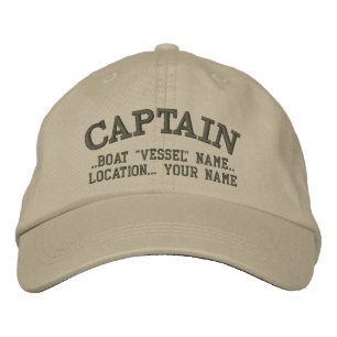 CAPTAIN-Personlig ditt namn på bostaden Broderad Keps