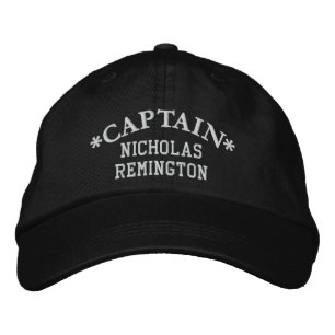 CAPTAIN Personlig Förnamn BLACK WHITE Broderad Keps